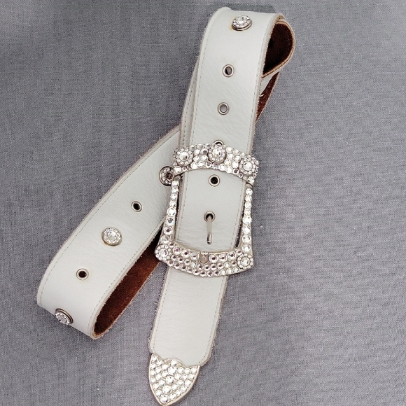 Michelle Monroe Vintage 80"s & 90's White and Silver Women's Belt Size 34 - Picture 1 of 8